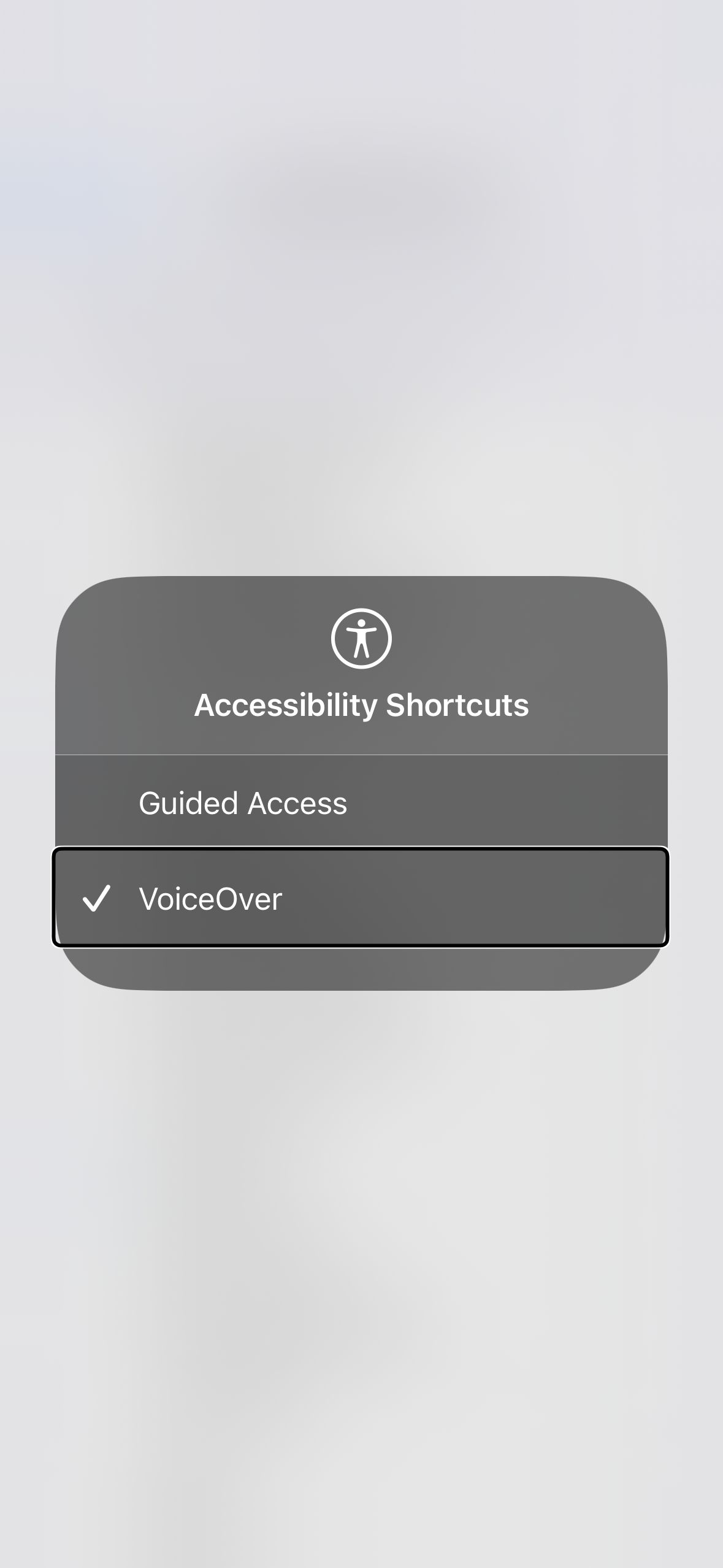 accessibility shortcut voiceover mode