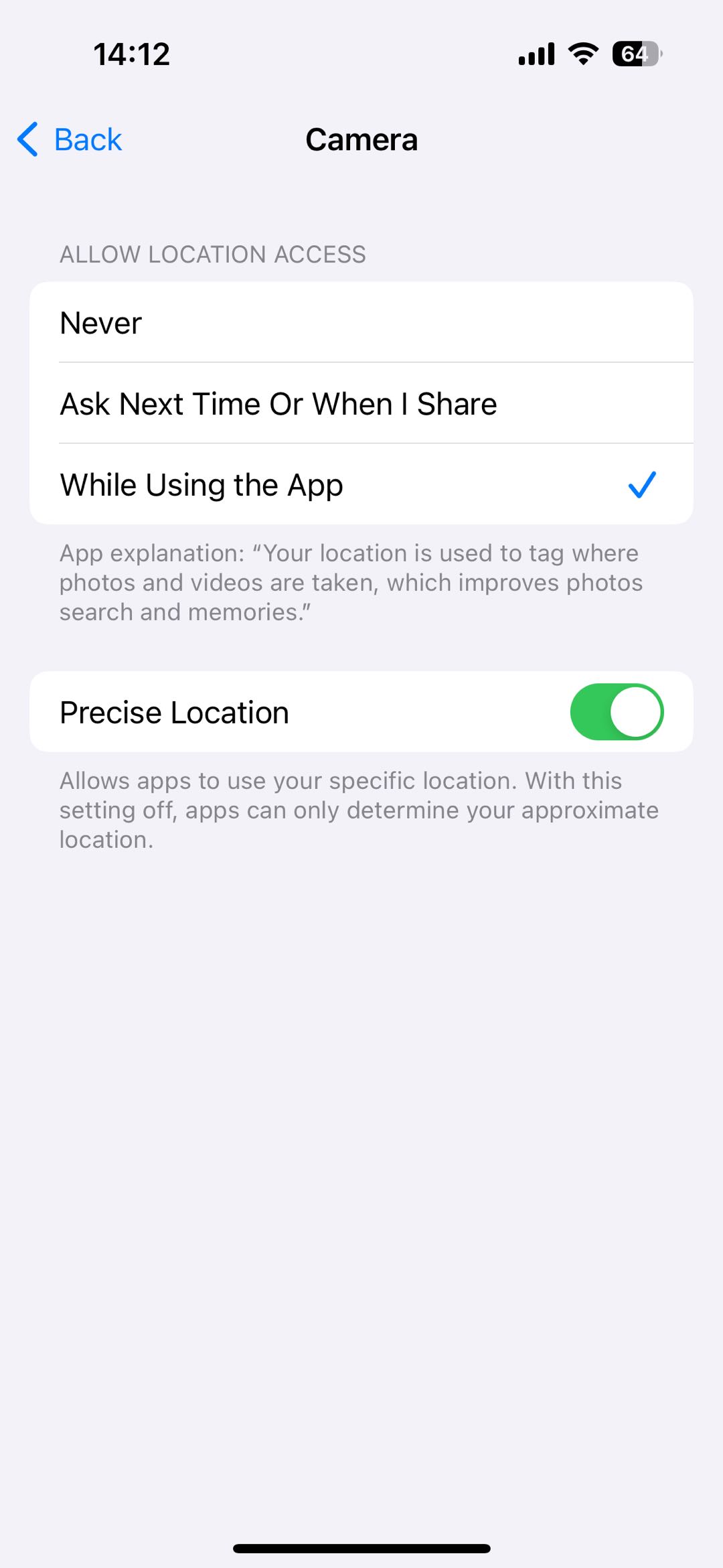 allow camera to access location