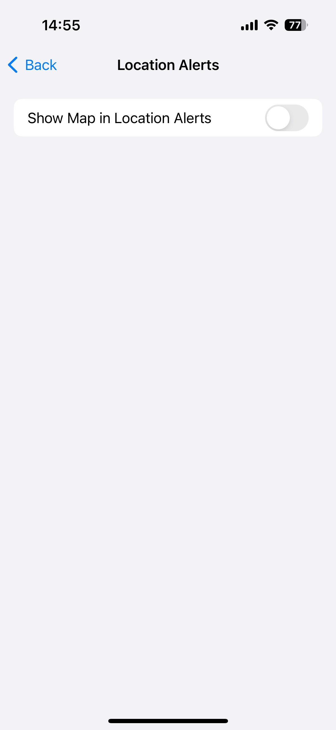 disable show map in location alerts