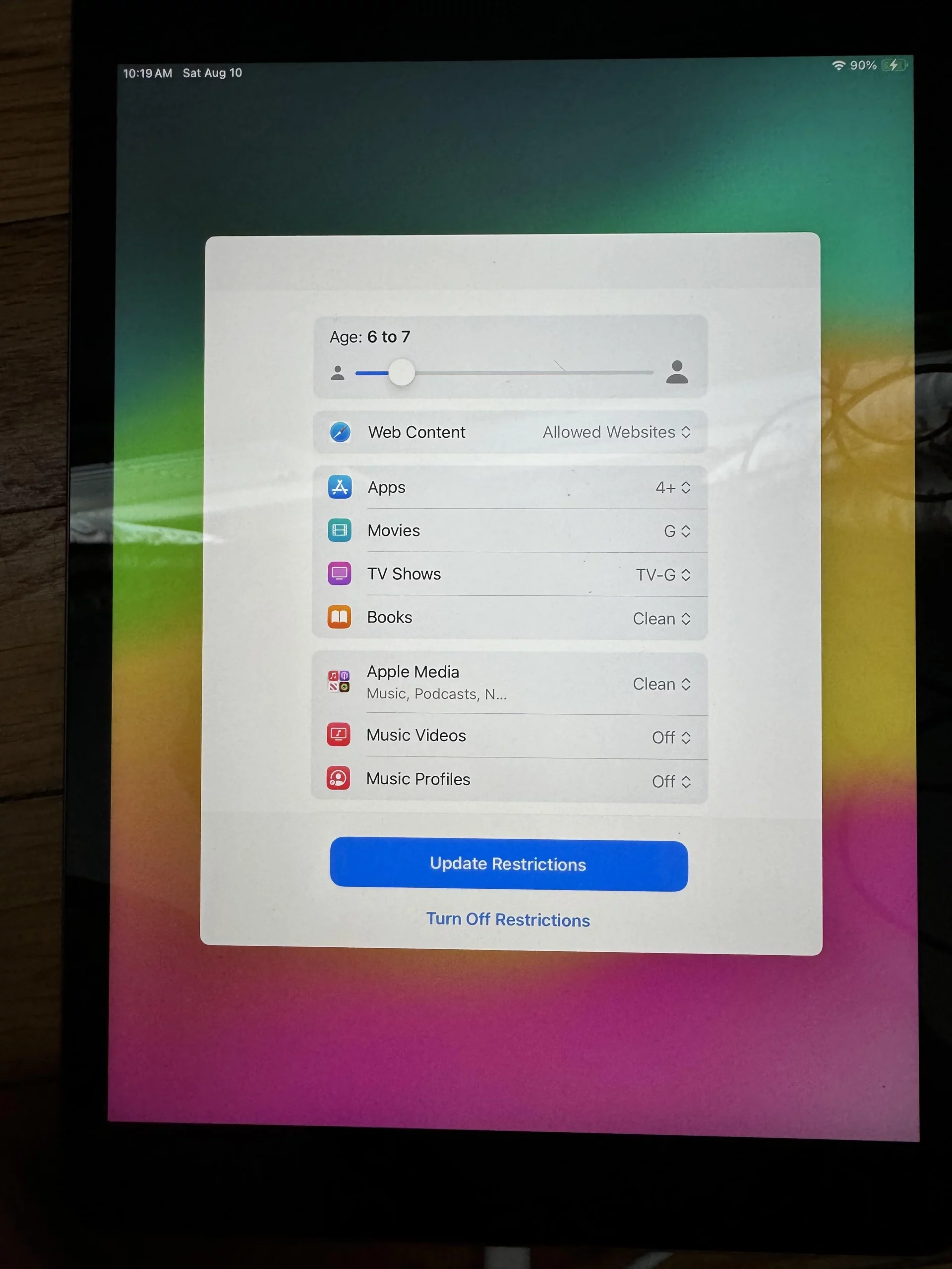 configurazione ipad bloccata sulle restrizioni dei contenuti