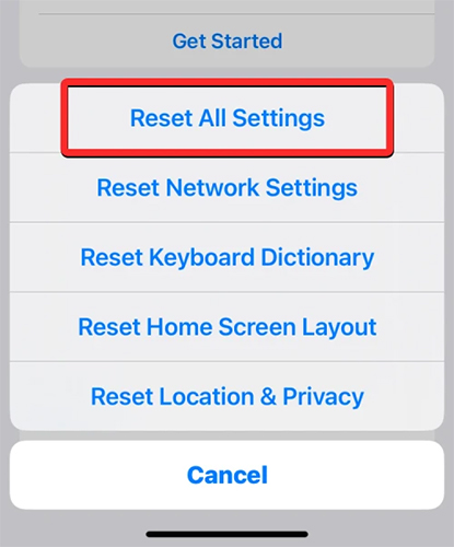 iphone redefinir todas as configurações